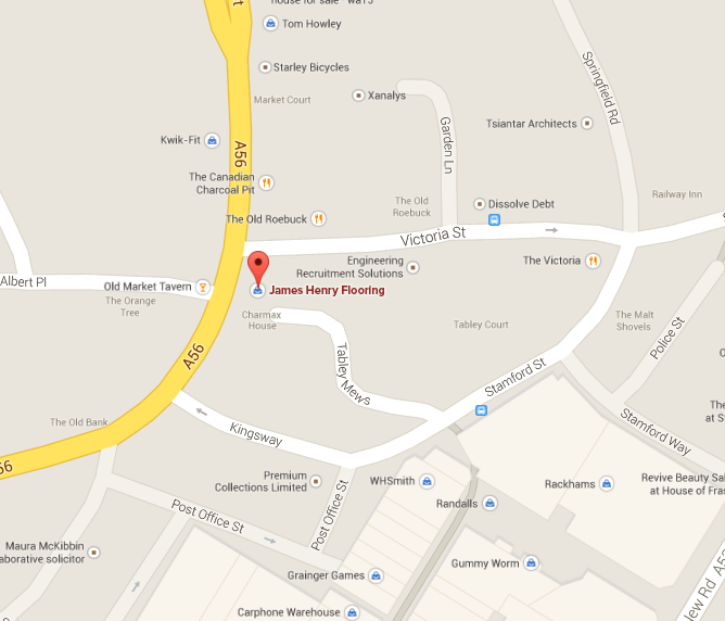 Map showing James Henry Flooring at 18 Old Market Place, Altrincham